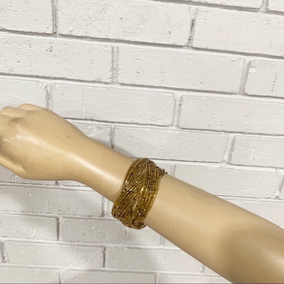 Beaded Crossover Cuff Bracelet - Picture 5 of 8